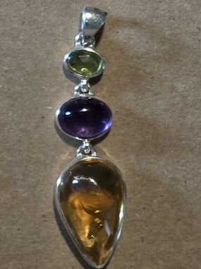 Sterling Silver Amethyst Citrine Peridot Pendant